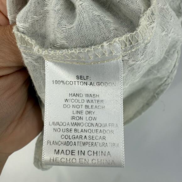 Listicle Embroidered Blouse Small Gray Yellow Balloon Sleeve Peasant Bohemian - Picture 3 of 5